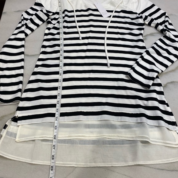 WHBM Striped Hoodie Size XS Ivory Black Stripes Long Sleeve NWT - Picture 8 of 14